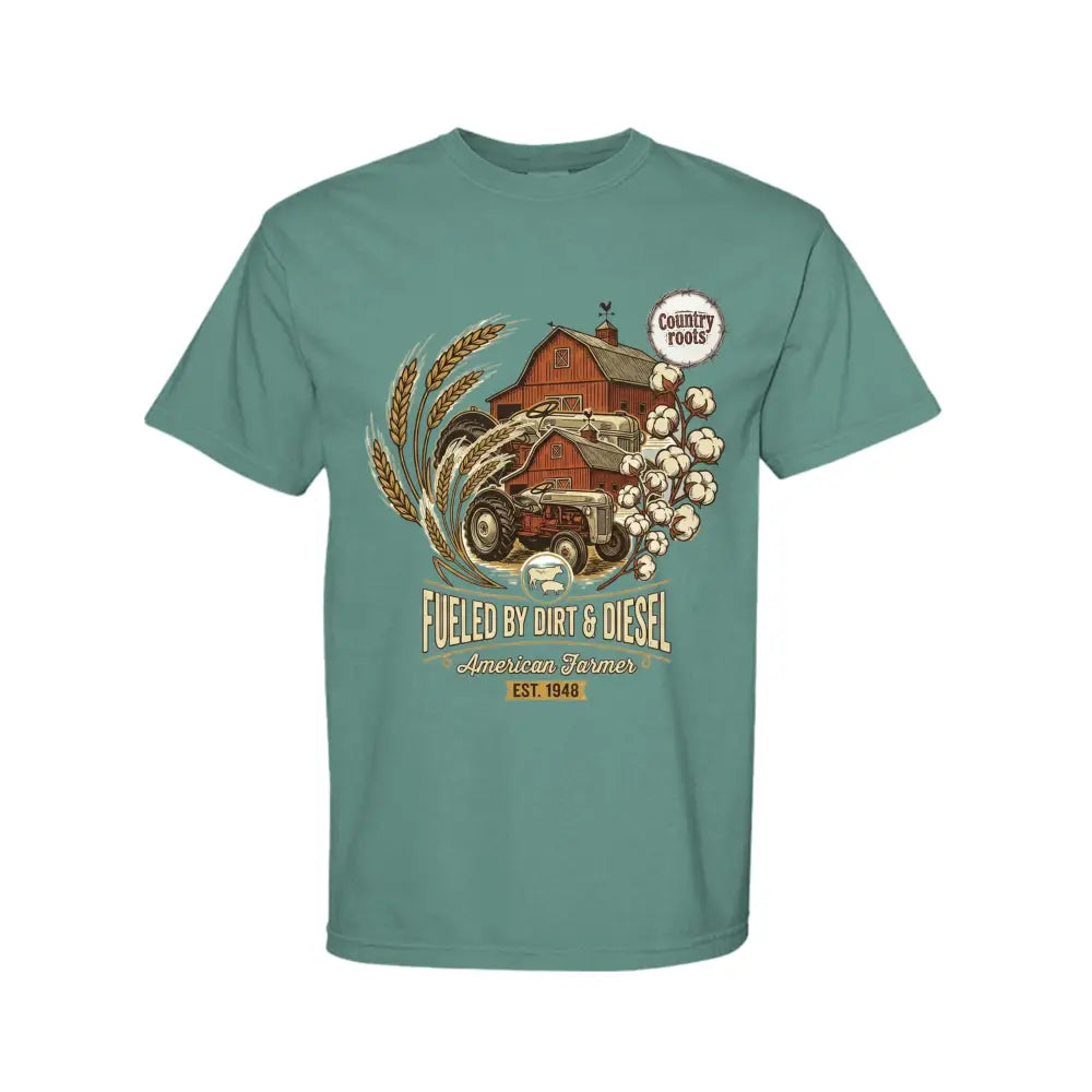 Dirt and Diesel Graphic T-Shirt – Country Lifestyle Tee - LIGHT GREEN / S / Comfort Colors C1717 Adult 6.1 oz. T-Shirt