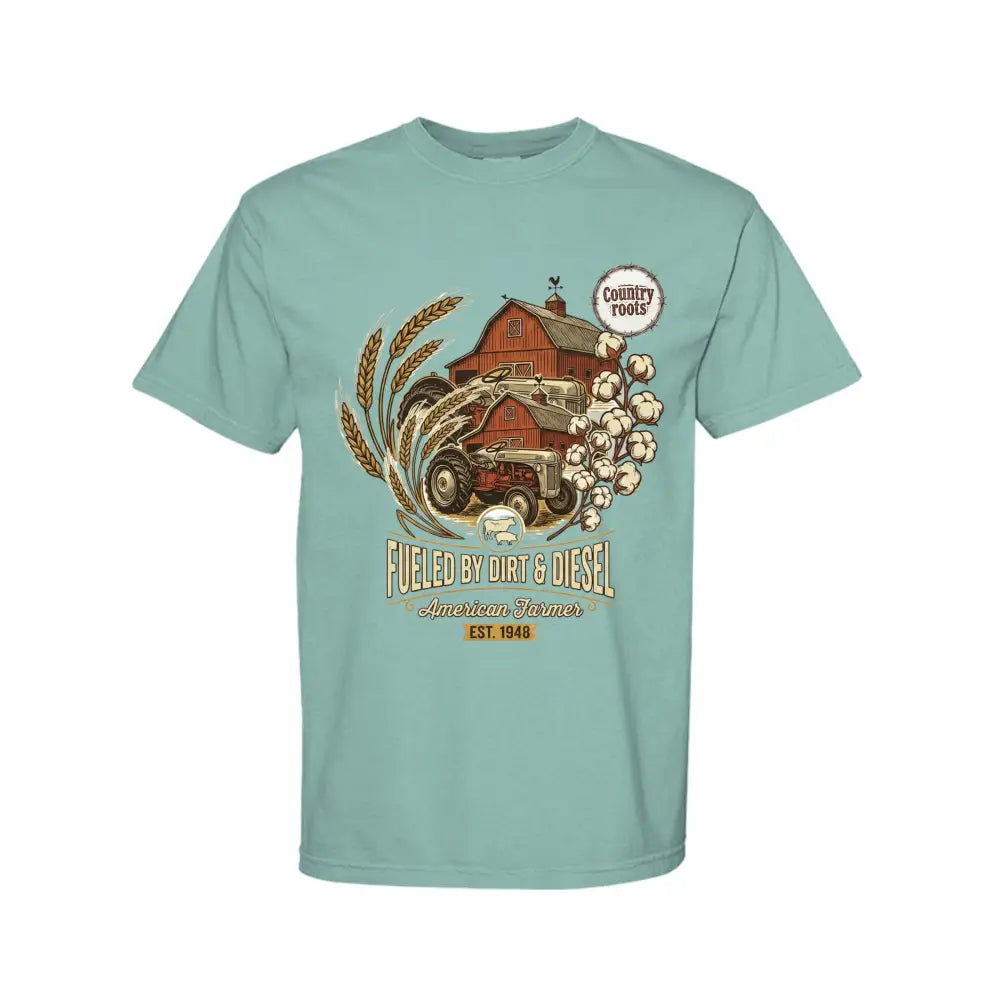 Dirt and Diesel Graphic T-Shirt – Country Lifestyle Tee - SEAFOAM / S / Comfort Colors C1717 Adult 6.1 oz. T-Shirt