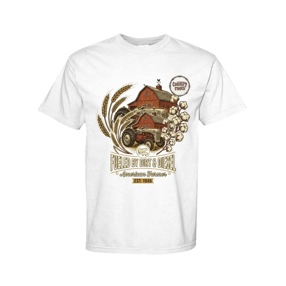 Dirt and Diesel Graphic T-Shirt – Country Lifestyle Tee - WHITE / S / Comfort Colors C1717 Adult 6.1 oz. T-Shirt