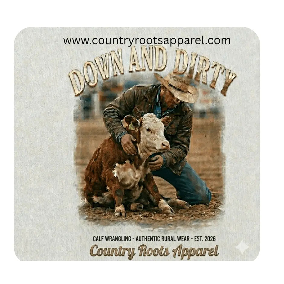 Down and Dirty Cattle Graphic T-Shirt – Country Farming Tee - T-Shirt