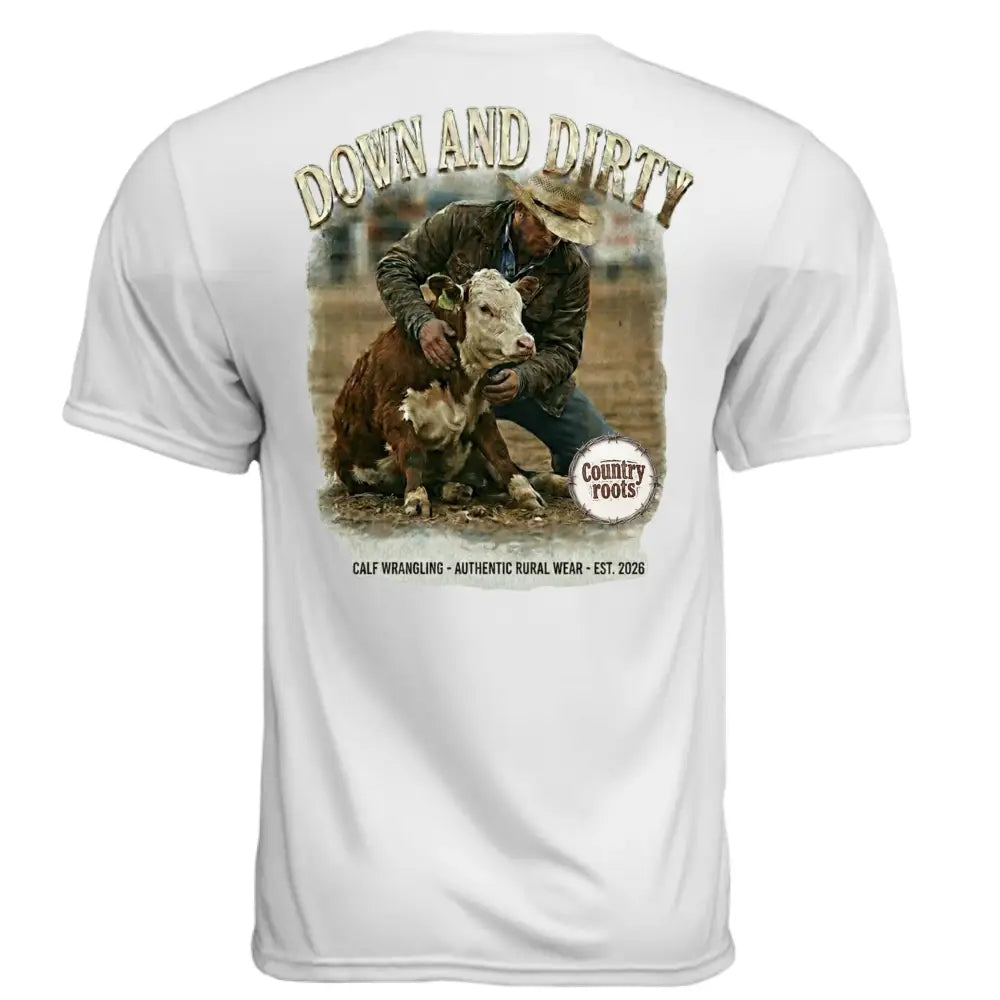 Down and Dirty Cattle Graphic T-Shirt – Country Farming Tee - T-Shirt