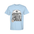 Farmer in the Field T-Shirt in pale blue cotton with a vintage black-and-white farmer illustration and country roots badge