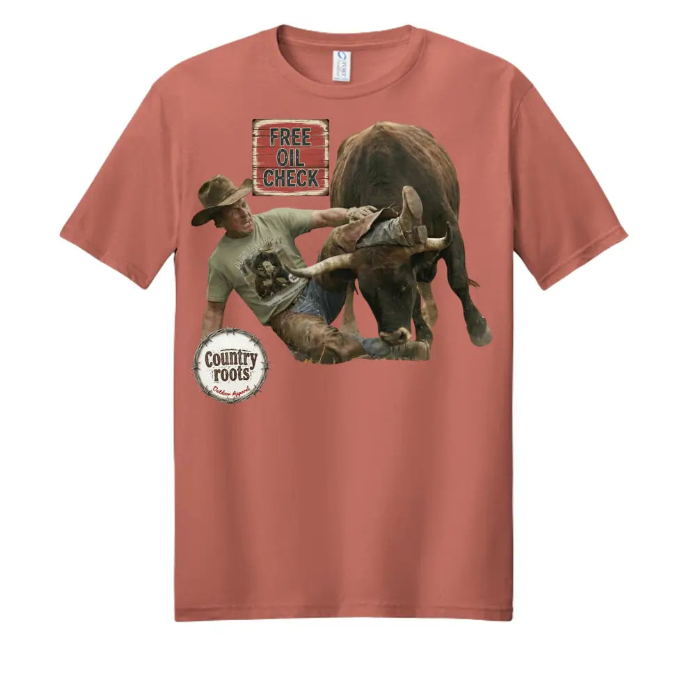 Free Oil Check Cowboy T shirt - T-Shirt