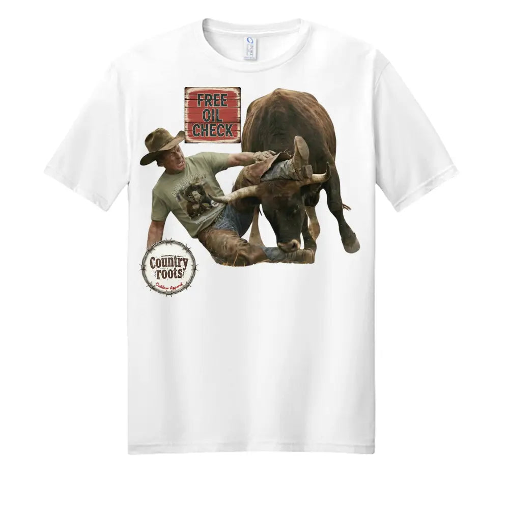 Free Oil Check Cowboy T shirt - T-Shirt